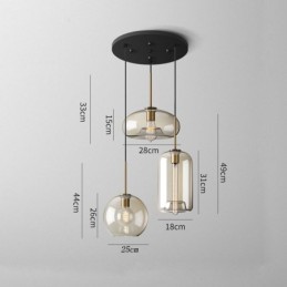 Lámpara colgante clásica de cristal de 3 luces, accesorio de iluminación para cafetería