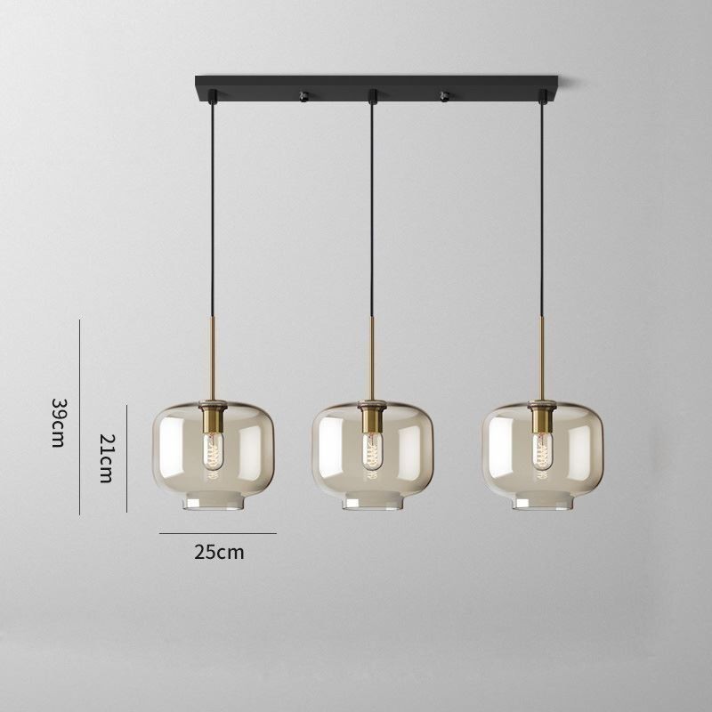 Lámpara colgante clásica de cristal de 3 luces, accesorio de iluminación para cafetería