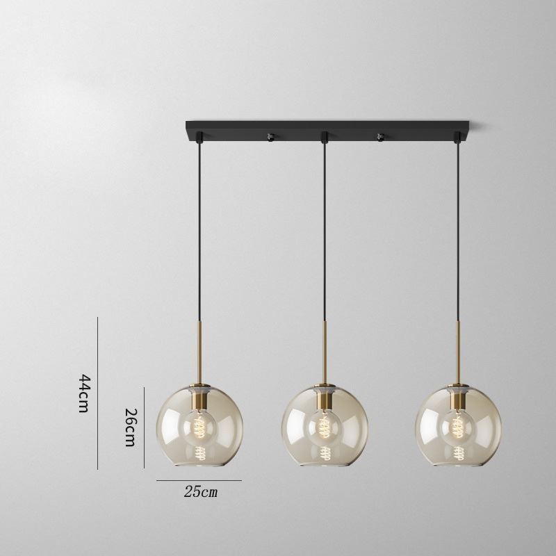 Lámpara colgante clásica de cristal de 3 luces, accesorio de iluminación para cafetería