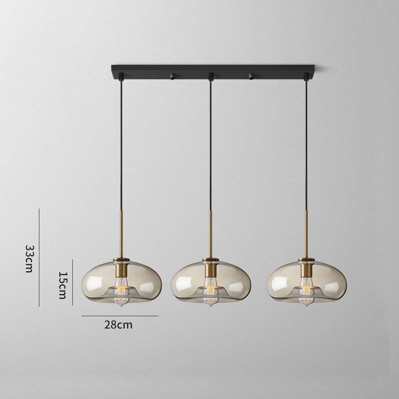 Lámpara colgante clásica de cristal de 3 luces, accesorio de iluminación para cafetería