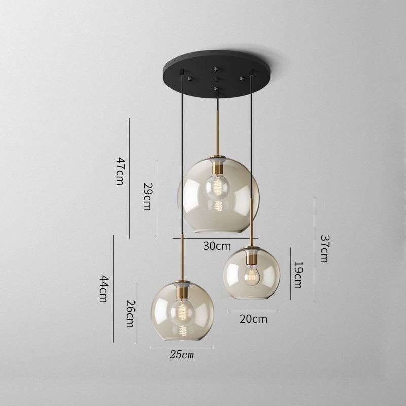 Lámpara colgante clásica de cristal de 3 luces, accesorio de iluminación para cafetería