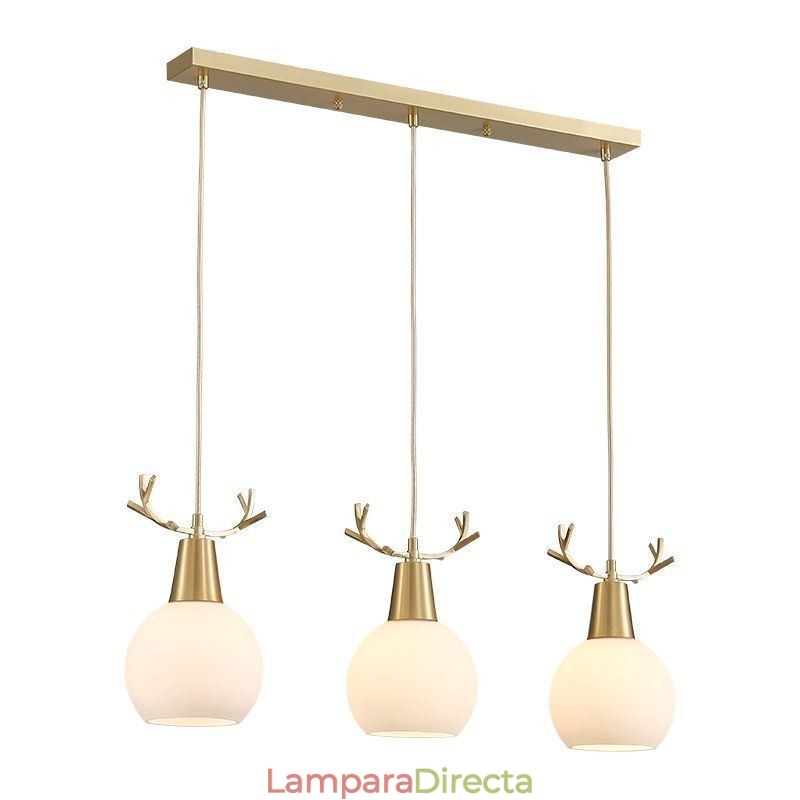 Lámpara colgante moderna y sencilla de cobre con forma de asta