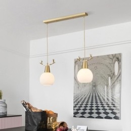 Lámpara colgante moderna y sencilla de cobre con forma de asta