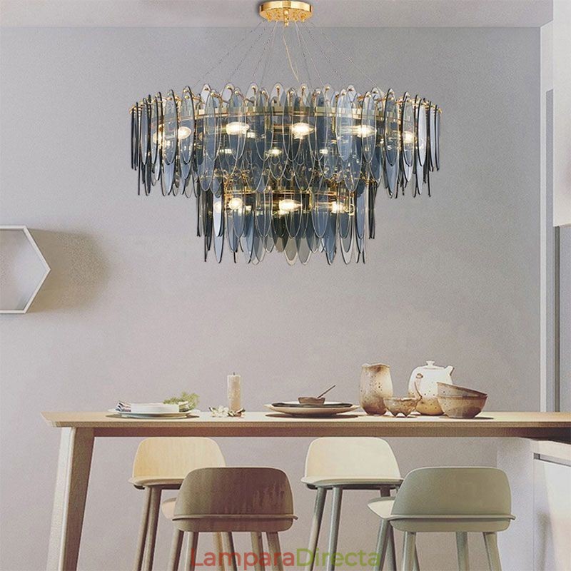 Lámpara colgante de cristal redonda moderna y elegante