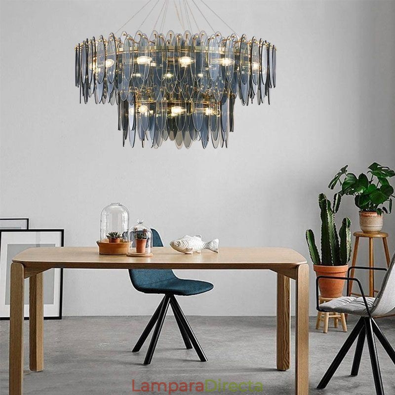 Lámpara colgante de cristal redonda moderna y elegante