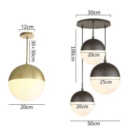 Lámpara colgante moderna con bola de cristal, ideas para isla