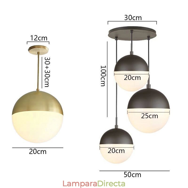 Lámpara colgante moderna con bola de cristal, ideas para isla