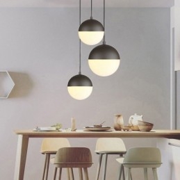 Lámpara colgante moderna con bola de cristal, ideas para isla