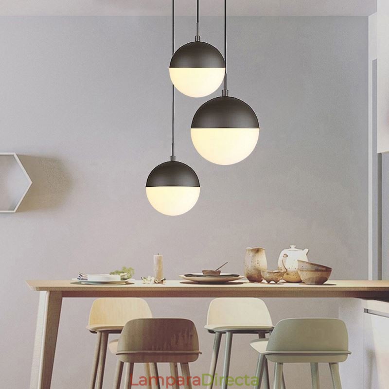Lámpara colgante moderna con bola de cristal, ideas para isla