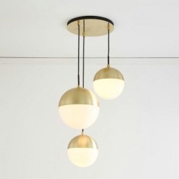 Lámpara colgante moderna con bola de cristal, ideas para isla