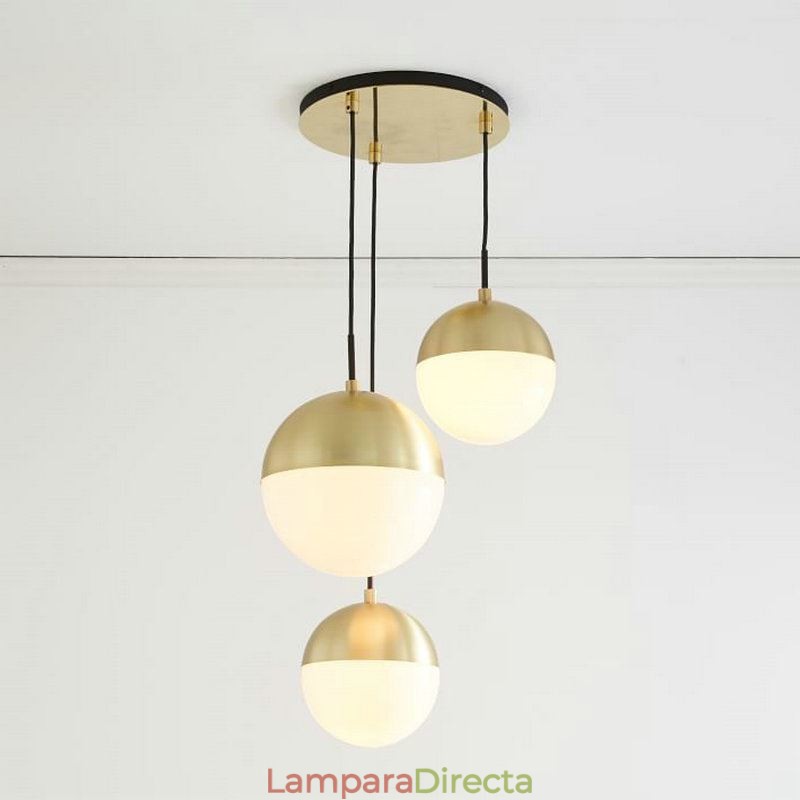 Lámpara colgante moderna con bola de cristal, ideas para isla
