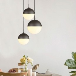 Lámpara colgante moderna con bola de cristal, ideas para isla