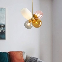 Lámpara colgante nórdica única de cristal de colores con forma de globo de princesa para niños