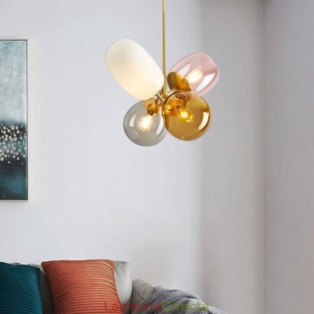 Lámpara colgante nórdica única de cristal de colores con forma de globo de princesa para niños Lámpara colgante nórdica única de cristal de colores con forma de globo de princesa para niños