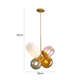 Lámpara colgante nórdica única de cristal de colores con forma de globo de princesa para niños