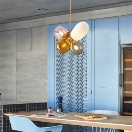 Lámpara colgante nórdica única de cristal de colores con forma de globo de princesa para niños