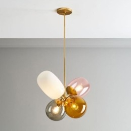 Lámpara colgante nórdica única de cristal de colores con forma de globo de princesa para niños