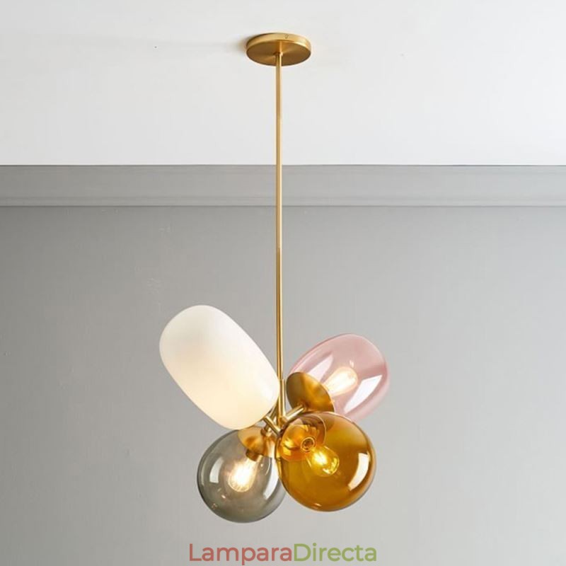 Lámpara colgante nórdica única de cristal de colores con forma de globo de princesa para niños