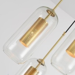 Lámpara colgante nórdica de cristal transparente con interior hueco de latón único