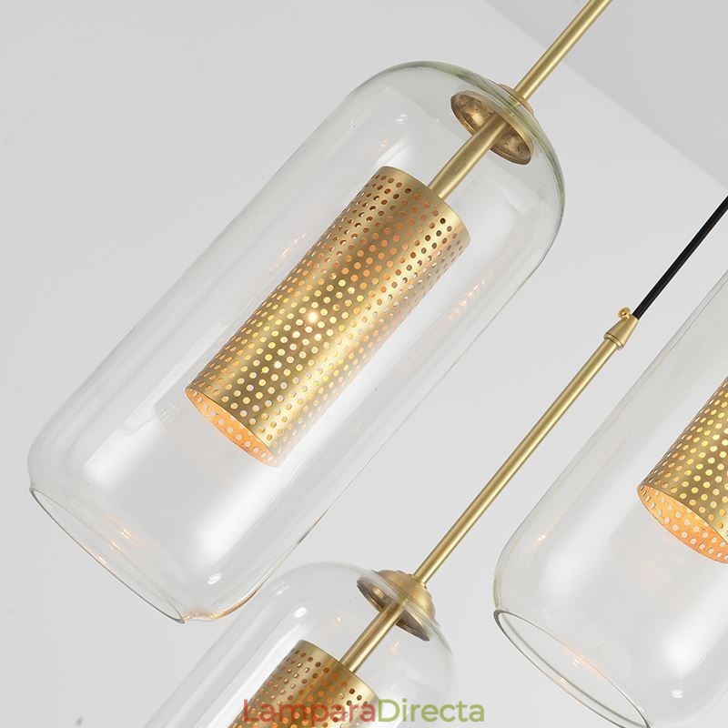 Lámpara colgante nórdica de cristal transparente con interior hueco de latón único