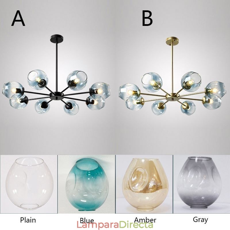 Lámpara colgante de cristal nórdico con forma de frijol mágico, lámpara de araña, iluminación