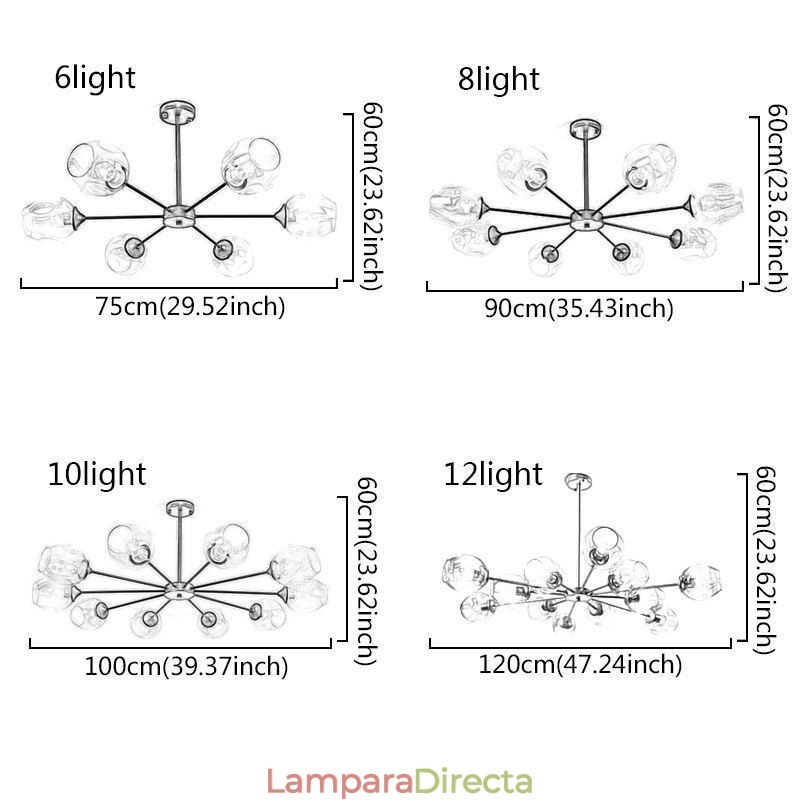 Lámpara colgante de cristal nórdico con forma de frijol mágico, lámpara de araña, iluminación