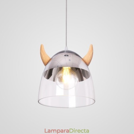 Lámpara colgante clásica de vidrio con cuerno de madera, iluminación creativa Lámpara colgante clásica de vidrio con cuerno de madera, iluminación creativa