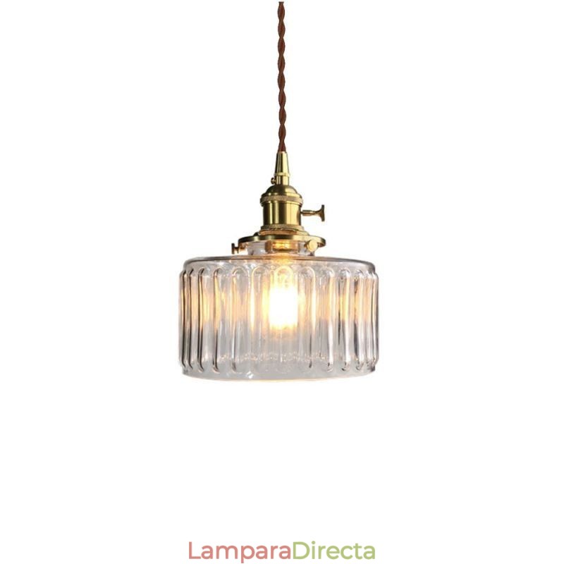 Lámpara colgante de vidrio acanalado transparente con interruptor giratorio Jelly Jar