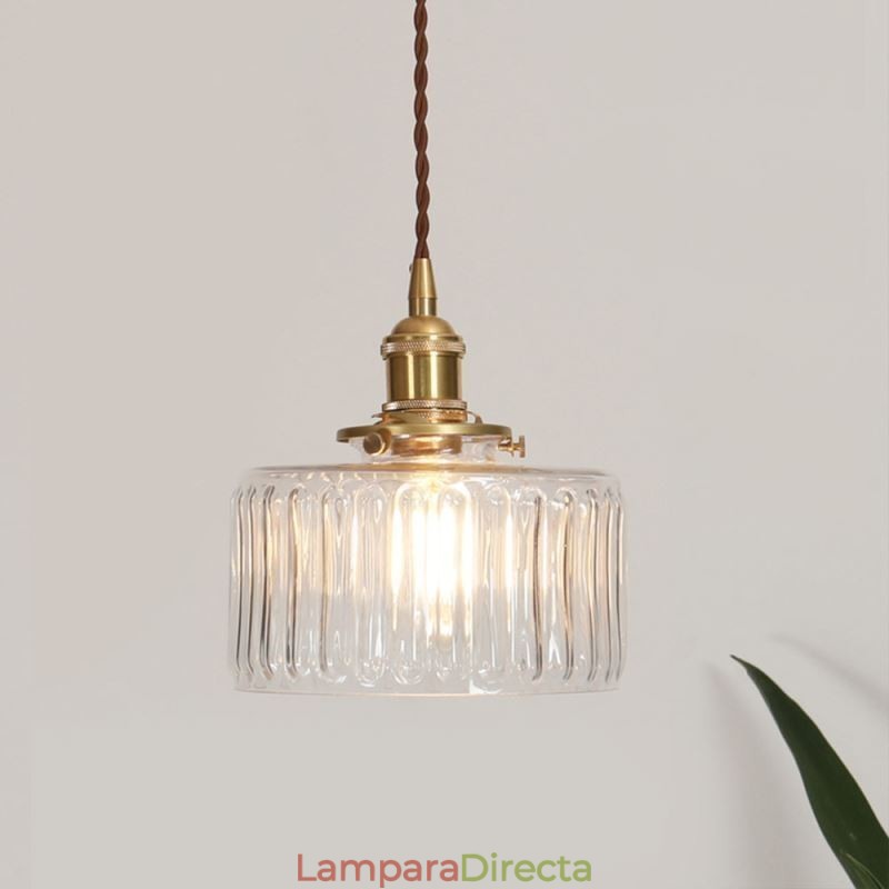 Lámpara colgante de vidrio acanalado transparente con interruptor giratorio Jelly Jar
