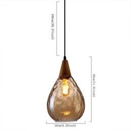 Lámpara colgante con pantalla de cristal en forma de lágrima
