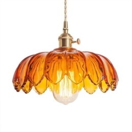 Lámpara colgante de cristal retro moderna con pantalla de flores e interruptor giratorio