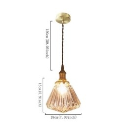 Lámpara colgante de cristal acanalado con forma de diamante transparente