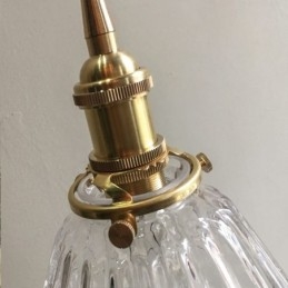 Lámpara colgante de cristal acanalado con forma de diamante transparente