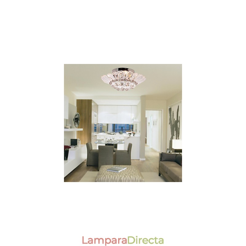Lámpara de techo semiempotrada moderna con detalles de cristal