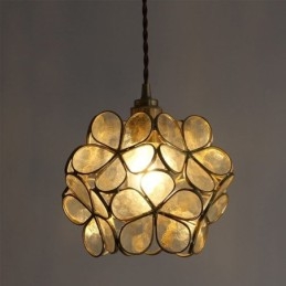Lámpara colgante creativa nórdica de cristal para el hogar, lámpara de noche con forma de pétalo