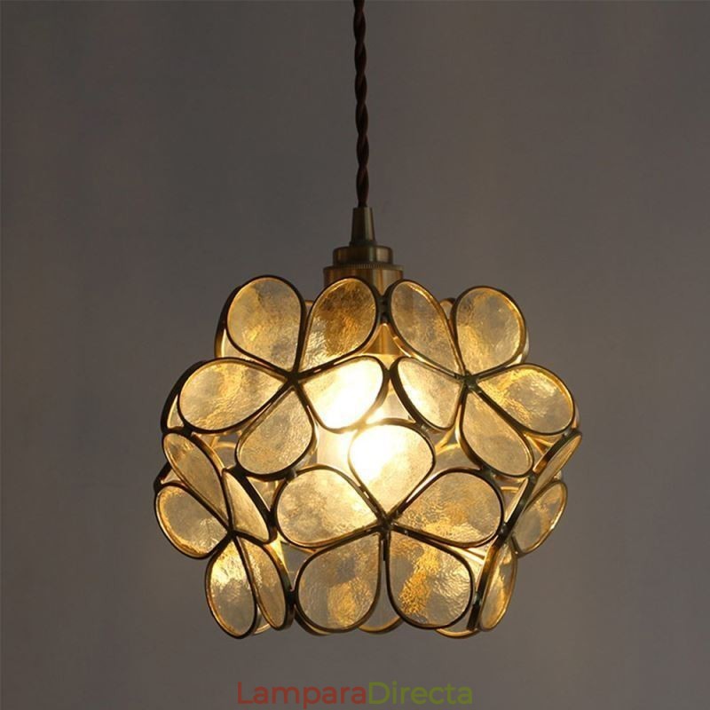 Lámpara colgante creativa nórdica de cristal para el hogar, lámpara de noche con forma de pétalo