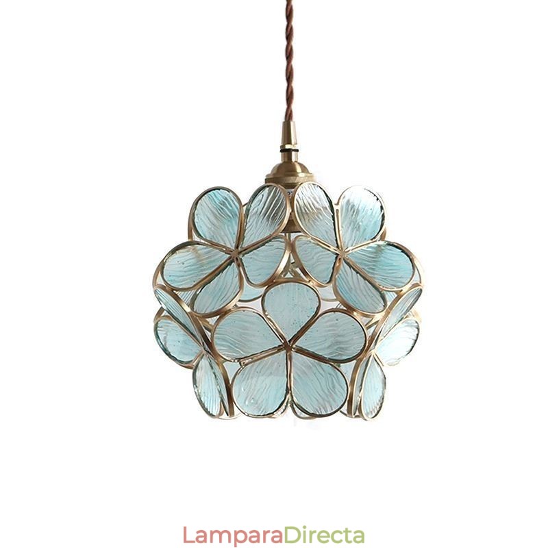 Lámpara colgante creativa nórdica de cristal para el hogar, lámpara de noche con forma de pétalo