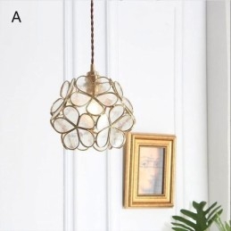 Lámpara colgante creativa nórdica de cristal para el hogar, lámpara de noche con forma de pétalo