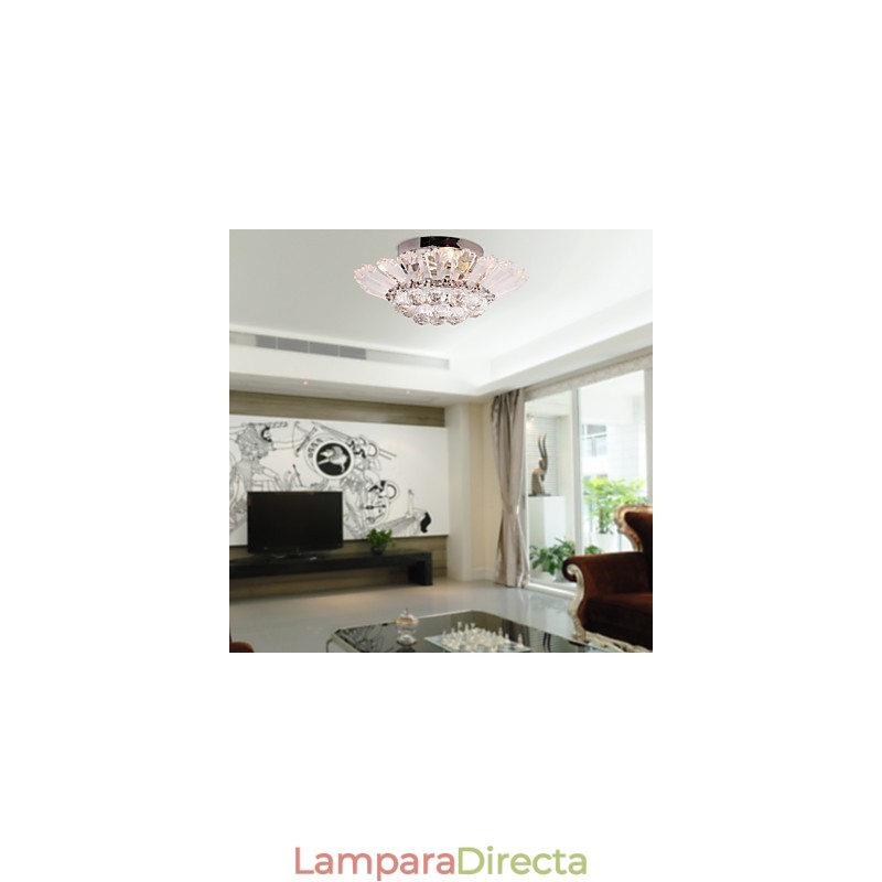 Lámpara de techo semiempotrada moderna con detalles de cristal