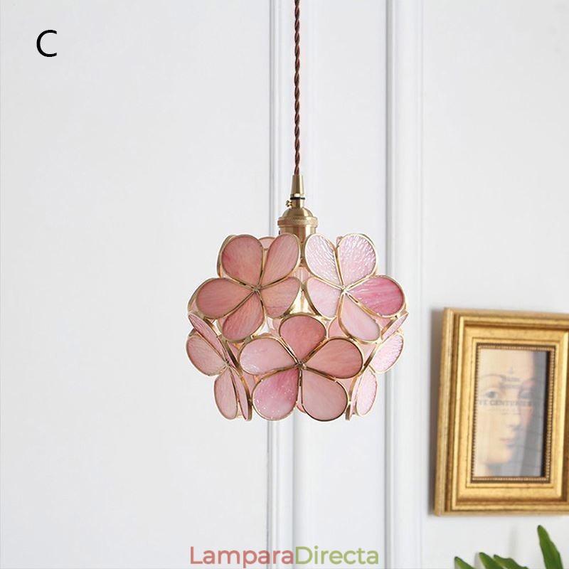 Lámpara colgante creativa nórdica de cristal para el hogar, lámpara de noche con forma de pétalo