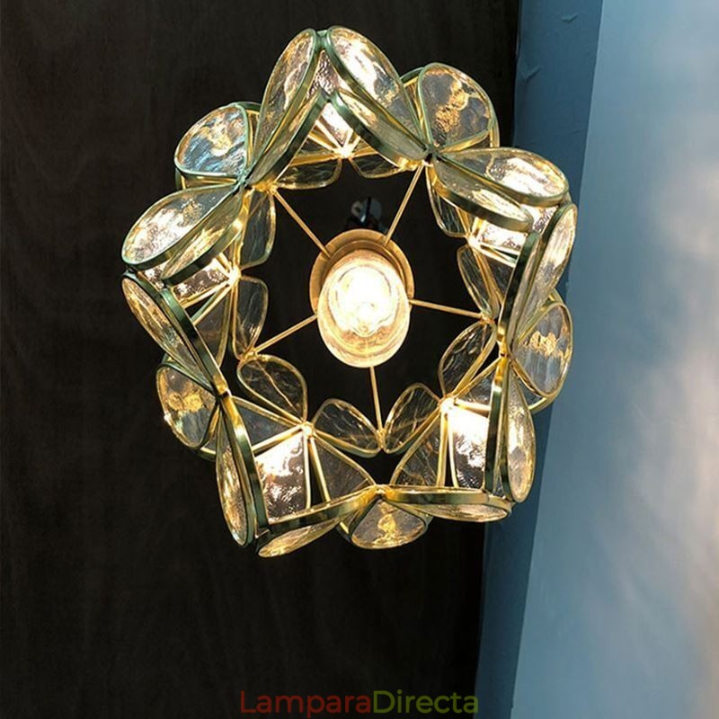 Lámpara colgante creativa nórdica de cristal para el hogar, lámpara de noche con forma de pétalo