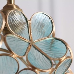 Lámpara colgante creativa nórdica de cristal para el hogar, lámpara de noche con forma de pétalo