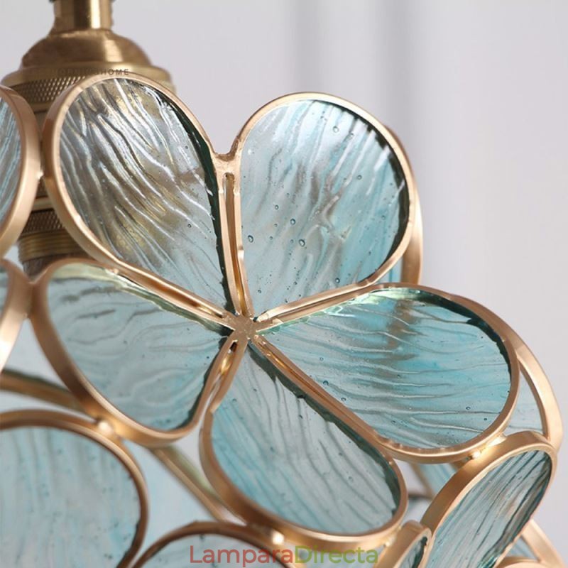 Lámpara colgante creativa nórdica de cristal para el hogar, lámpara de noche con forma de pétalo