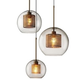 Lámpara colgante nórdica de cristal para el hogar, lámpara redonda con forma de bola, lámpara de noche