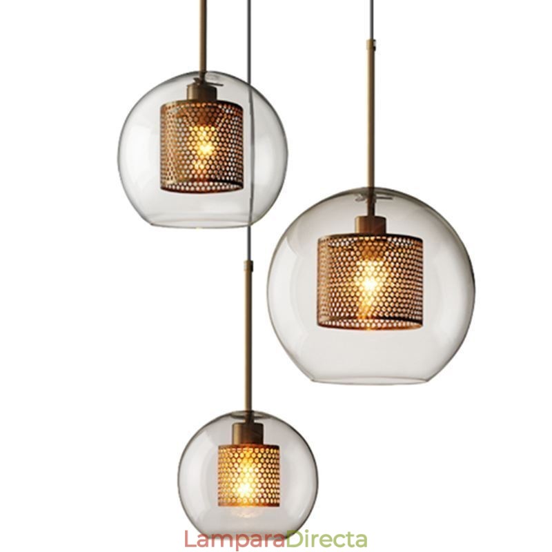 Lámpara colgante nórdica de cristal para el hogar, lámpara redonda con forma de bola, lámpara de noche