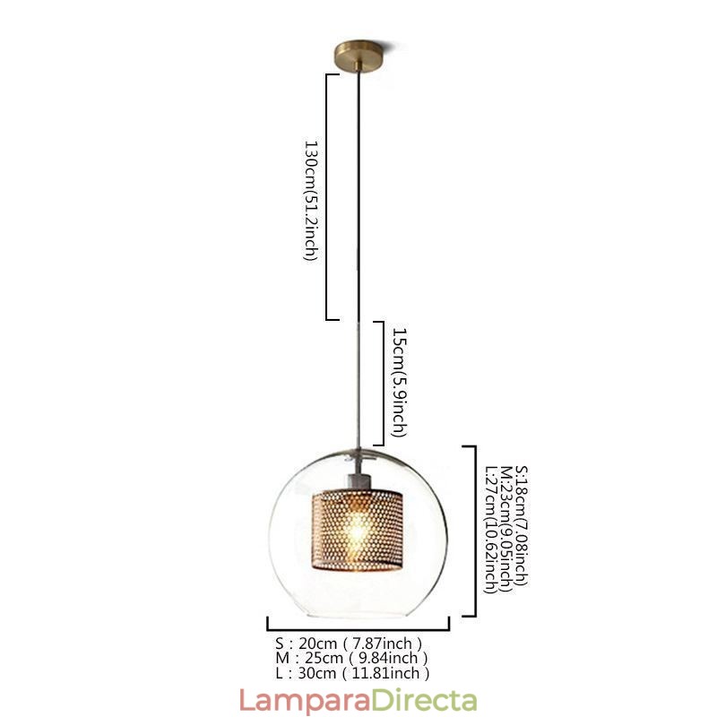 Lámpara colgante nórdica de cristal para el hogar, lámpara redonda con forma de bola, lámpara de noche
