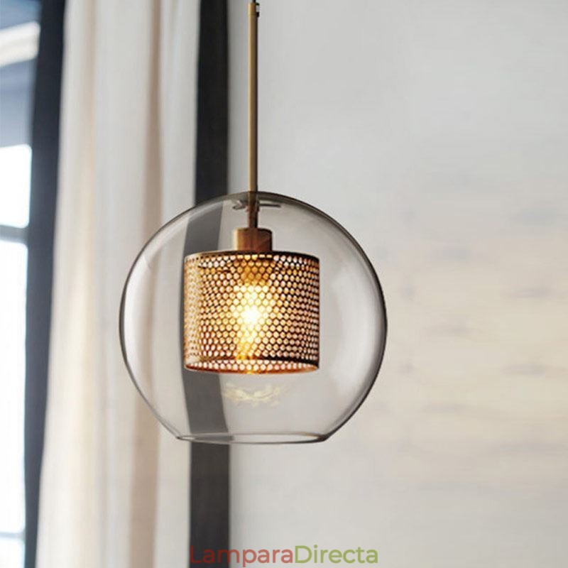 Lámpara colgante nórdica de cristal para el hogar, lámpara redonda con forma de bola, lámpara de noche
