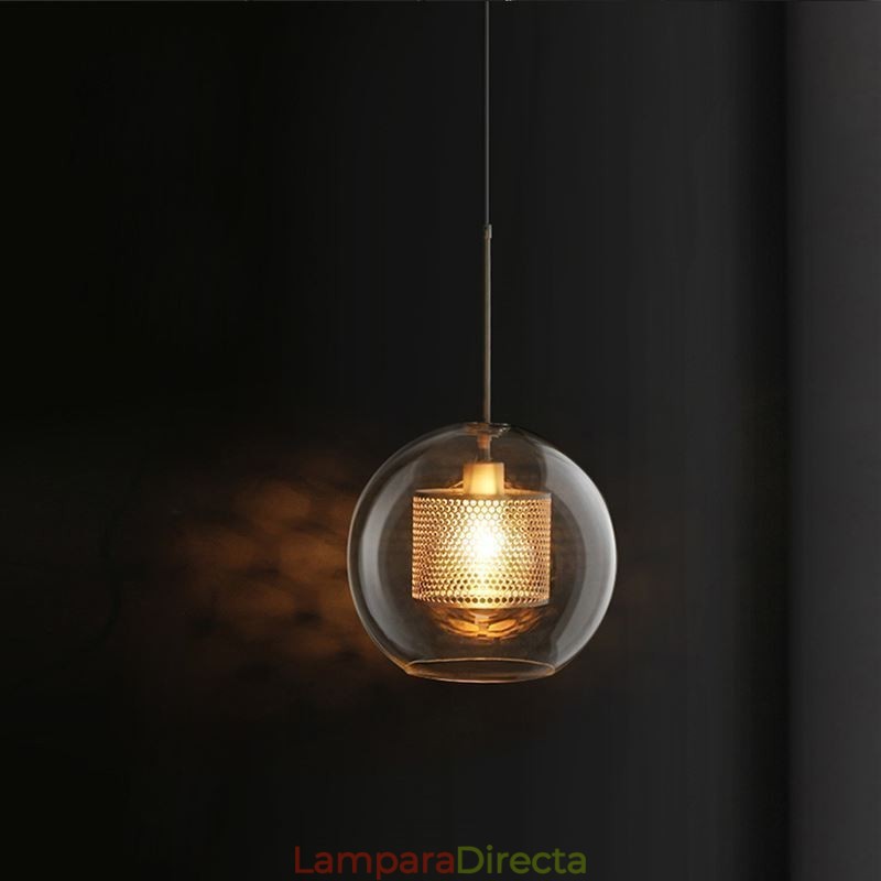 Lámpara colgante nórdica de cristal para el hogar, lámpara redonda con forma de bola, lámpara de noche