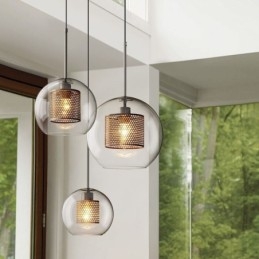 Lámpara colgante nórdica de cristal para el hogar, lámpara redonda con forma de bola, lámpara de noche