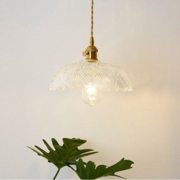 Lámpara de techo grande de vidrio acanalado transparente, iluminación para el hogar con interruptor giratorio, luz cálida y relajante.